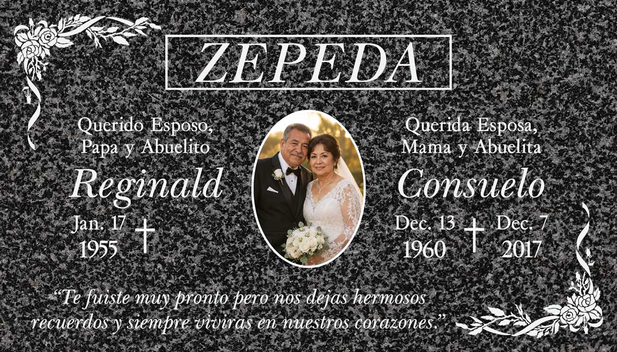 Wedding Portrait with Rose Corners in Oxford Regal Granite
