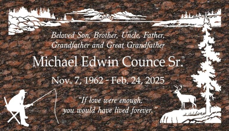 Fisherman & Deer Scenery in Cats Eye Granite
