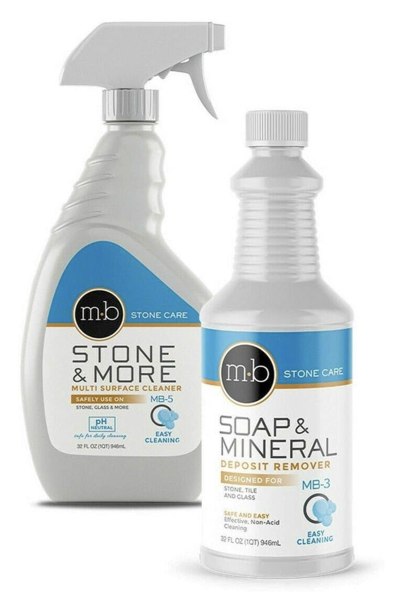 MB Stone Care Soap and Mineral Kit, MB-5 multi surface cleaner and MB-3 soap and mineral deposit remover