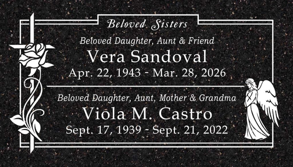 Cross & Guardian Angel Companion in Galaxy Black Granite