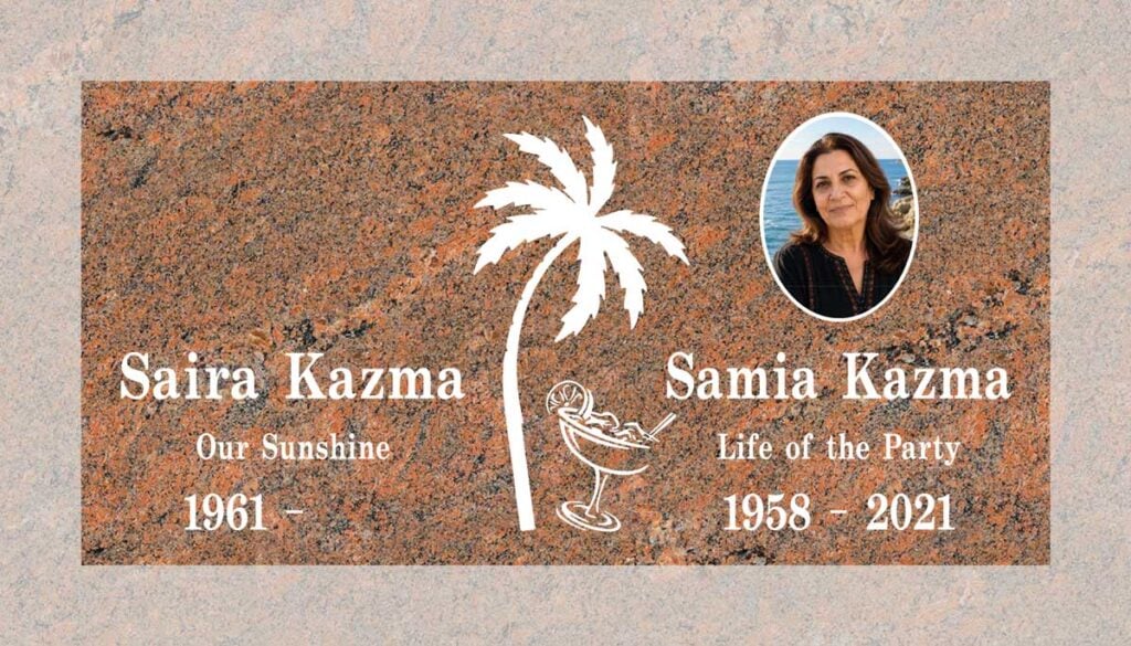 Companion Palm Tree Design in Red Multicolor Granite