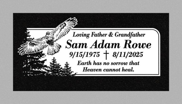 Eagle & Pine Trees in Black Granite