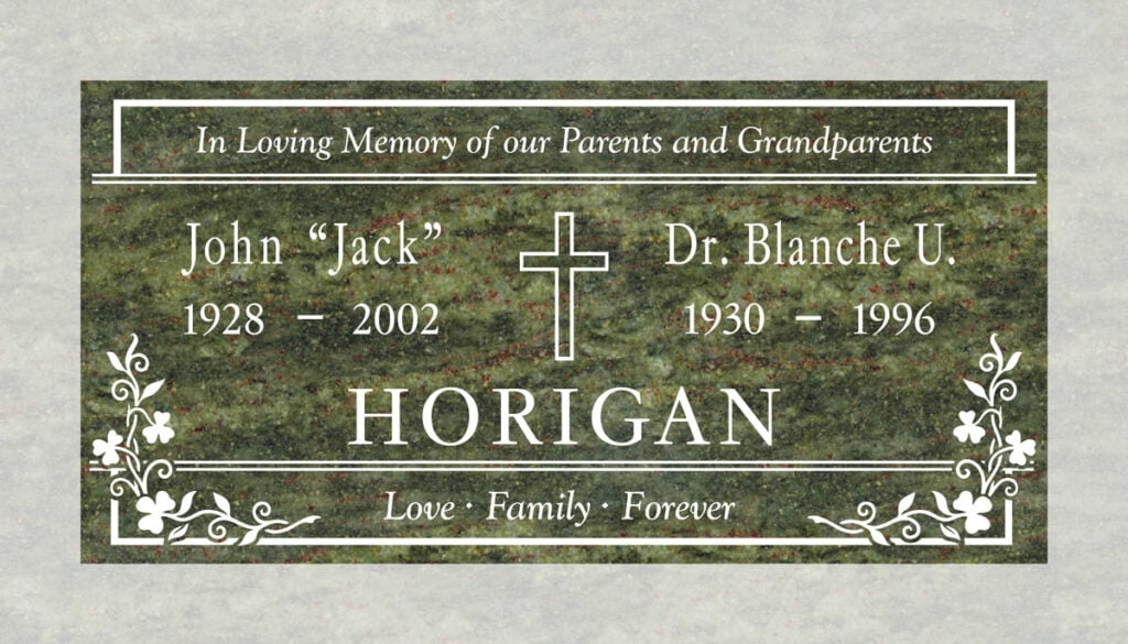 Cross & Shamrock Border in Tropical Green Granite