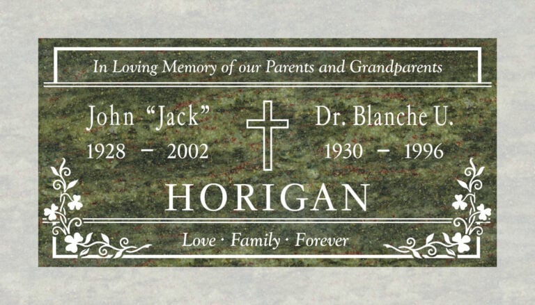 Cross & Shamrock Border in Tropical Green Granite