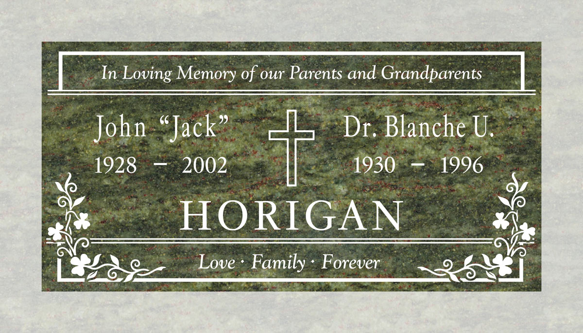 Cross & Shamrock Border in Tropical Green Granite