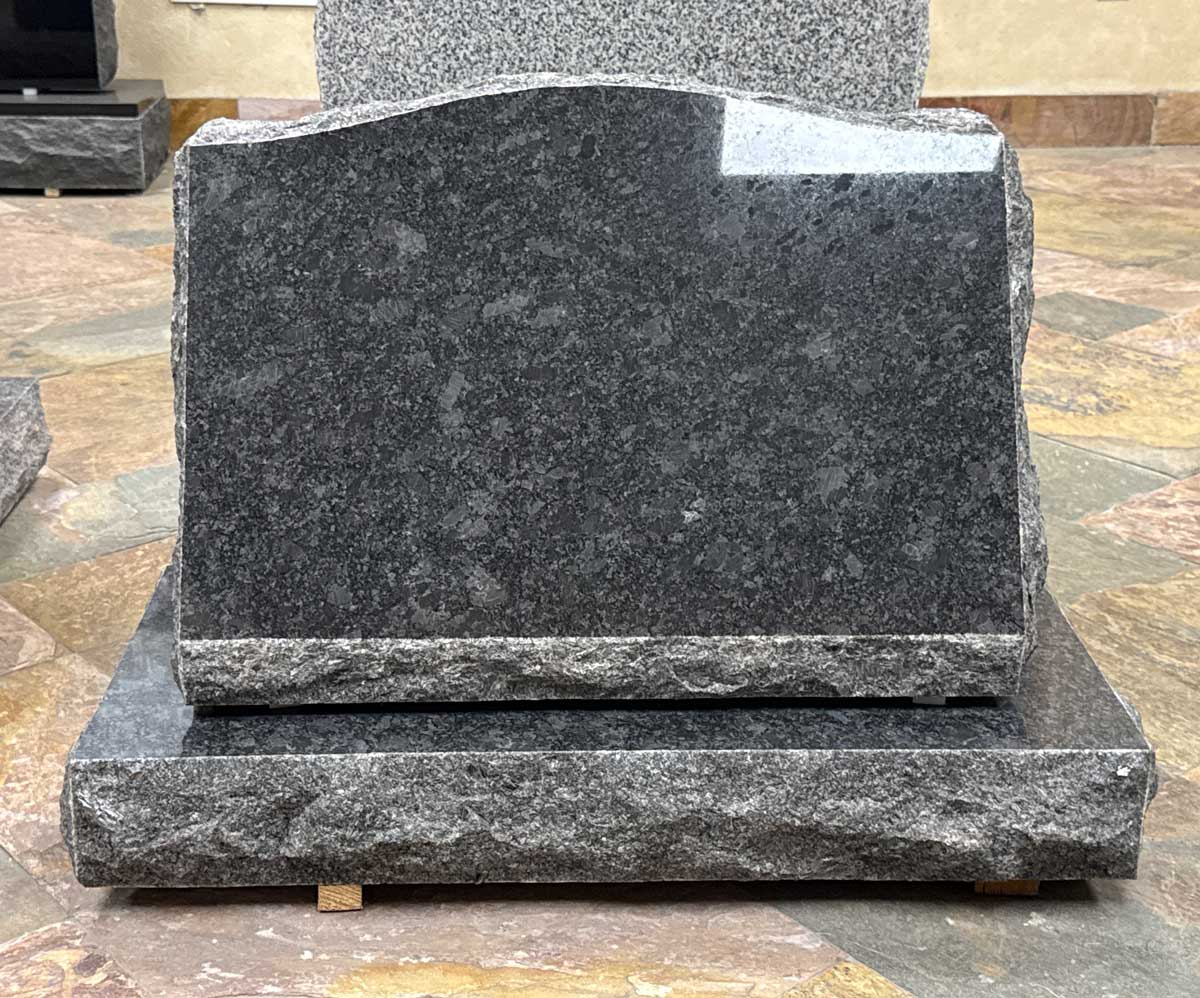 Slant with Rock Pitched Sides in Silver Bronze Granite