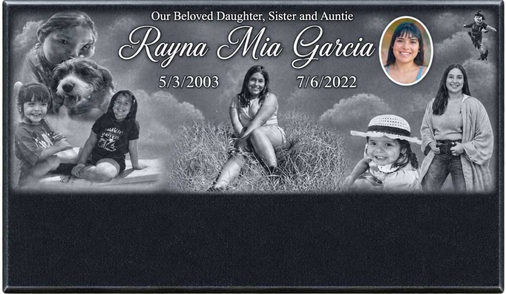 Tri-Tone Photo Collage with Color Portrait in Black Granite