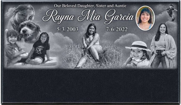 Tri-Tone Photo Collage with Color Portrait in Black Granite
