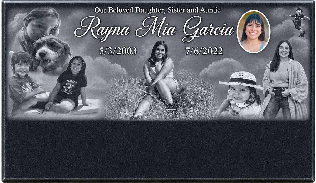 Tri-Tone Photo Collage with Color Portrait in Black Granite