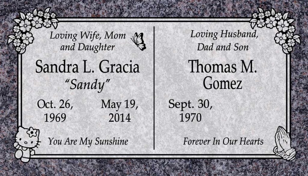 Floral Corners & Praying Hands Companion in Paradiso Granite