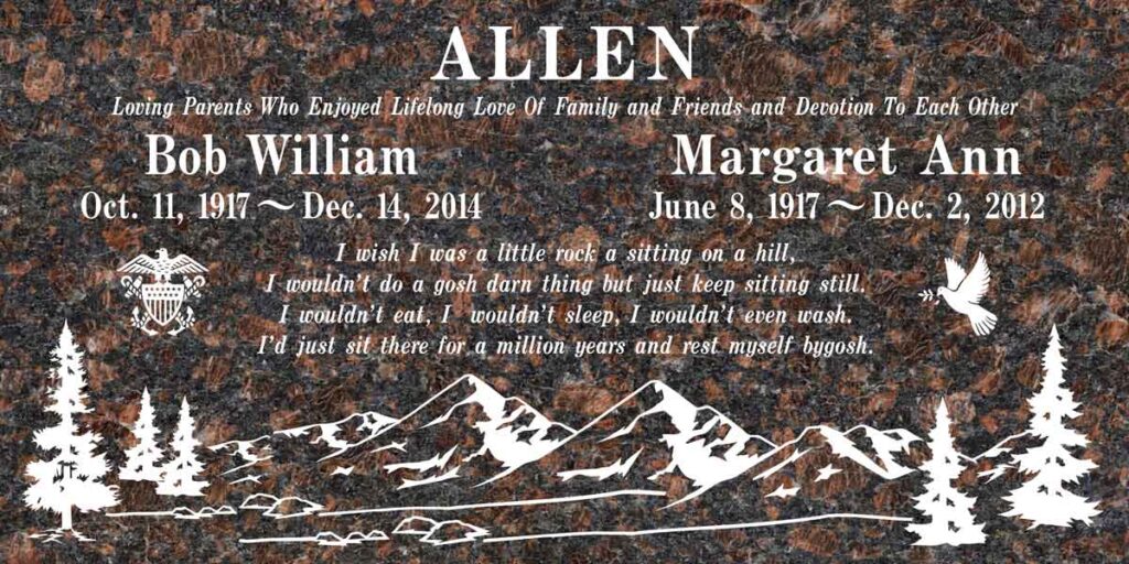 Mountain & Pines Scene Companion in Tan Brown Granite