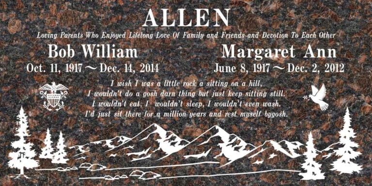 Mountain & Pines Scene Companion in Tan Brown Granite