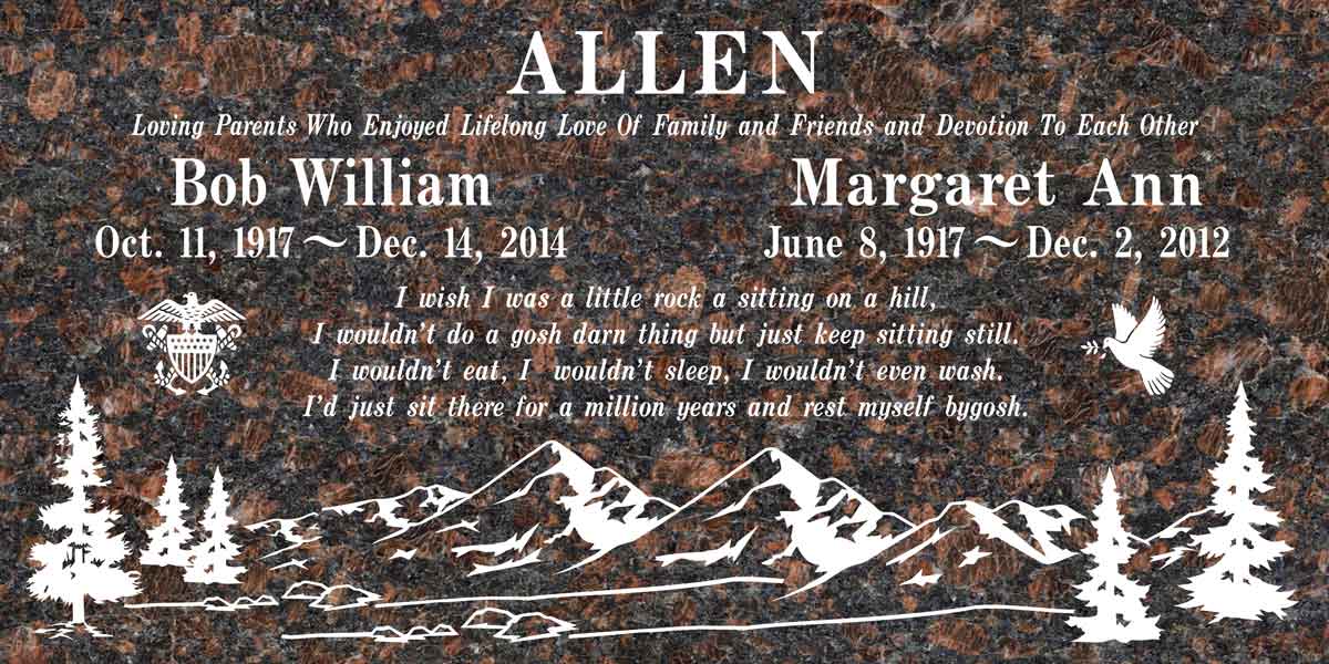 Mountain & Pines Scene Companion in Tan Brown Granite