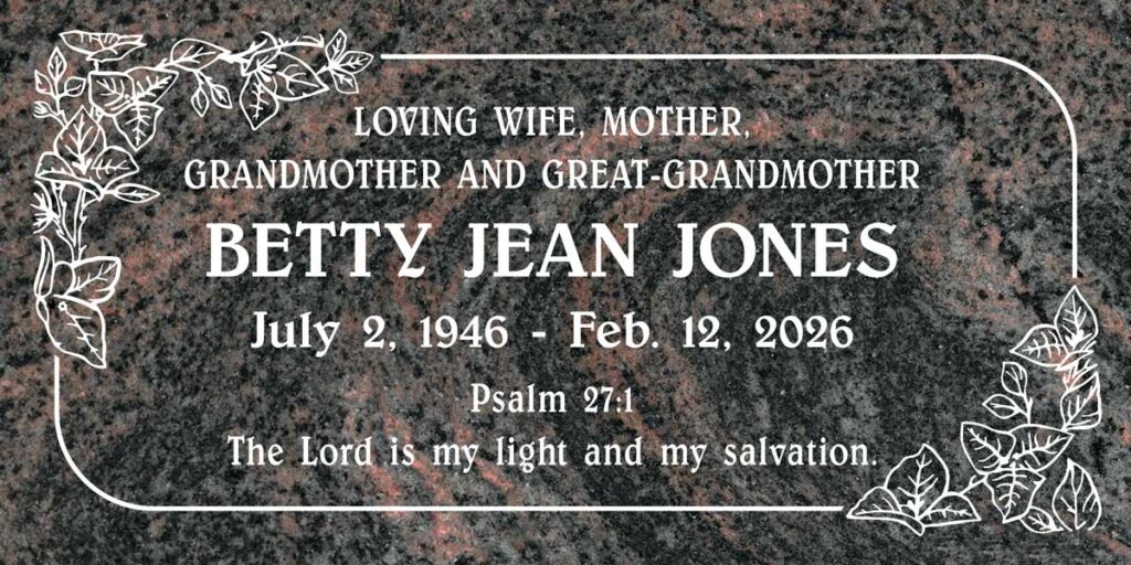Ivy Corner Border with Scripture in Aurora Granite