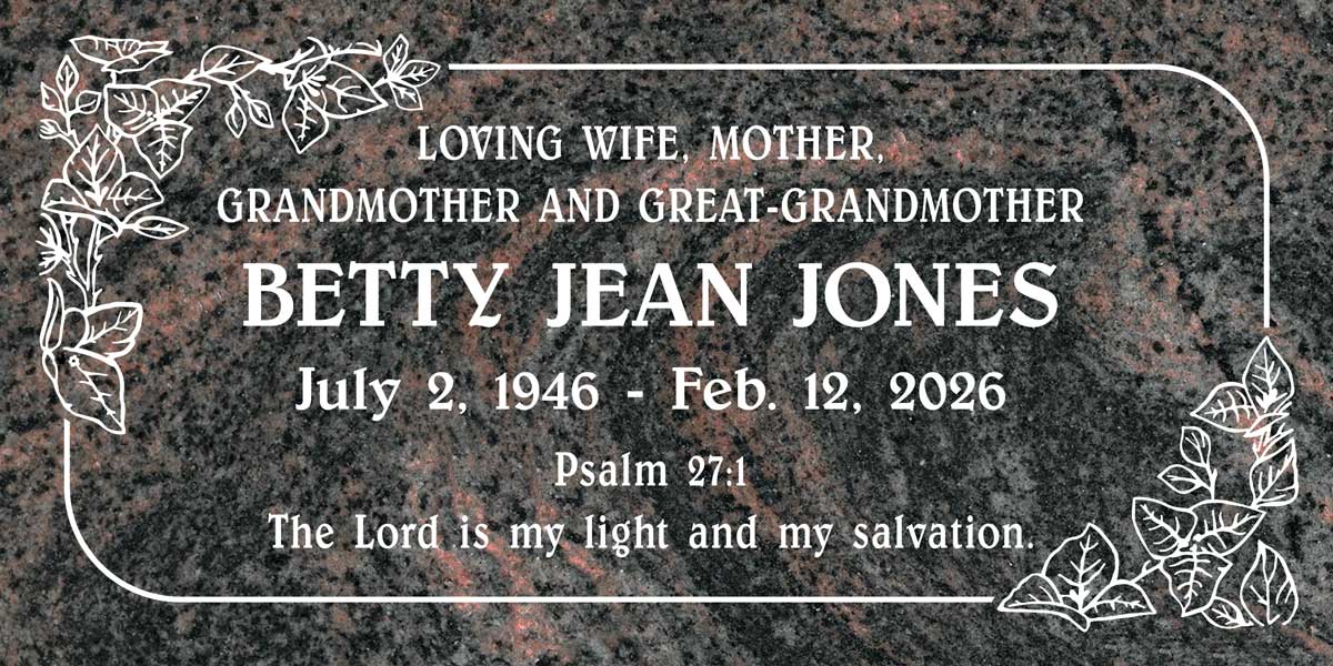 Ivy Corner Border with Scripture in Aurora Granite