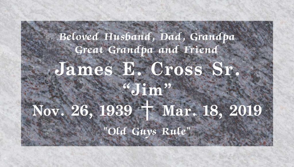 Classic Inscription & Cross in Bahama Blue Granite