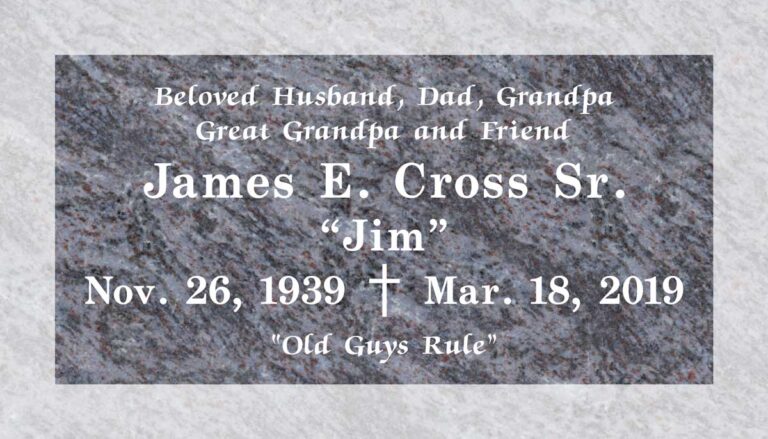 Classic Inscription & Cross in Bahama Blue Granite