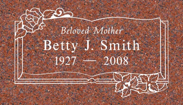 Open Book with Roses in Sentinel Red Granite