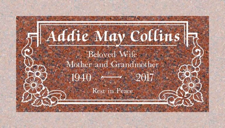 Wild Roses & Scroll Corners in Sentinel Red Granite