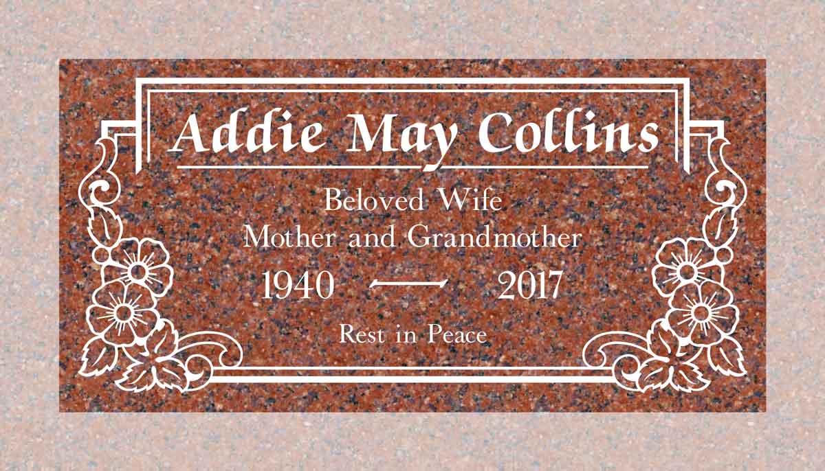 Wild Roses & Scroll Corners in Sentinel Red Granite
