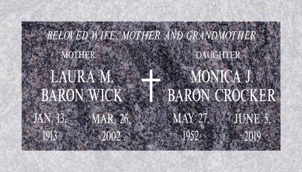 Center Cross Mother & Daughter Companion in Paradiso Granite