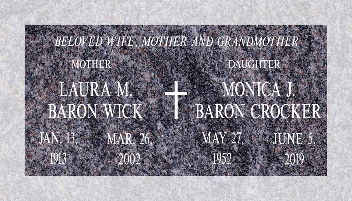 Center Cross Mother & Daughter Companion in Paradiso Granite