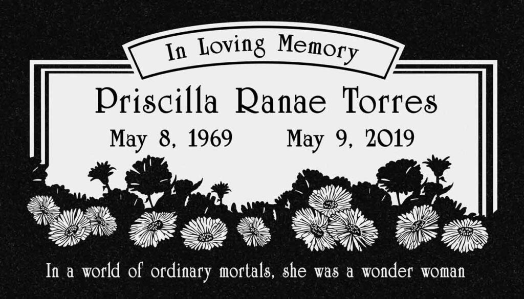 Daisy Garden with Banner in Black Granite