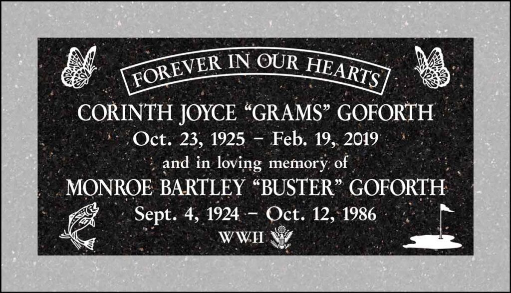 Butterfly Banner with Fishing & Golf Companion in Galaxy Black Granite