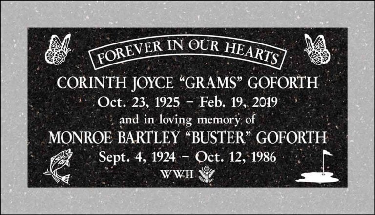 Butterfly Banner with Fishing & Golf Companion in Galaxy Black Granite