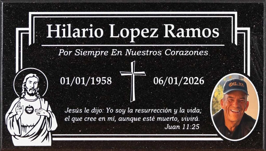 Galaxy Black granite headstone with sacred heart of jesus with portrait, Oak Park Cemetery