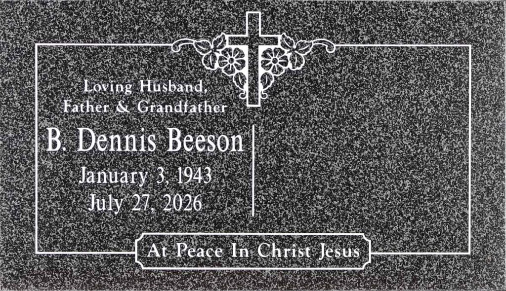 Oxford Gray granite companion memorial stone, Beeson family, Rose Hills Memorial Park