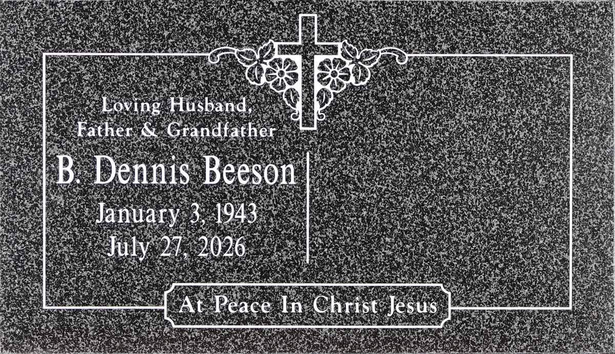Oxford Gray granite companion memorial stone, Beeson family, Rose Hills Memorial Park