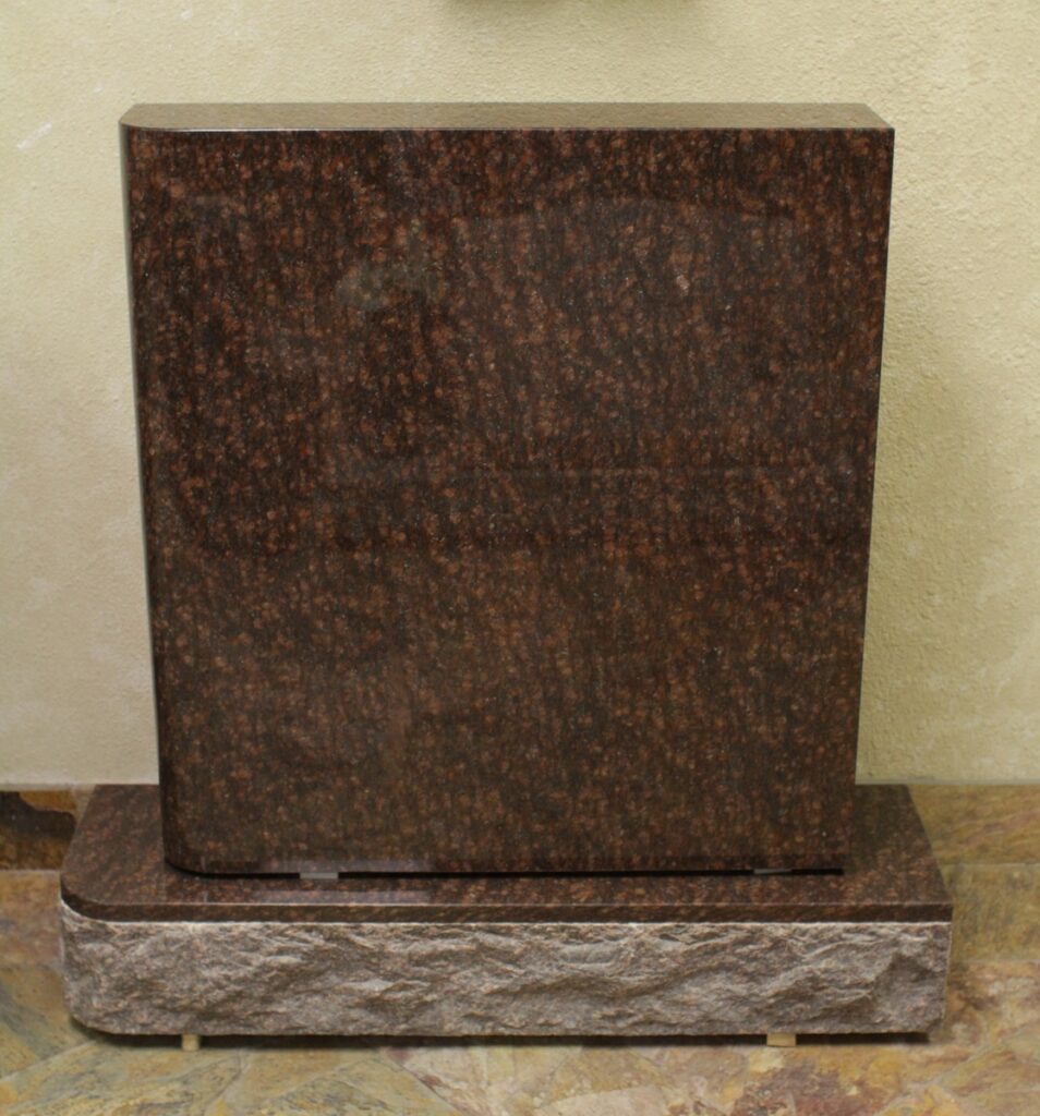 Tan Brown granite upright monument with classic square top