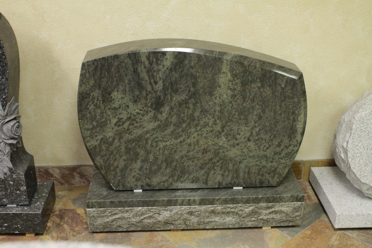 Tropical Green granite upright monument with gentle curved top