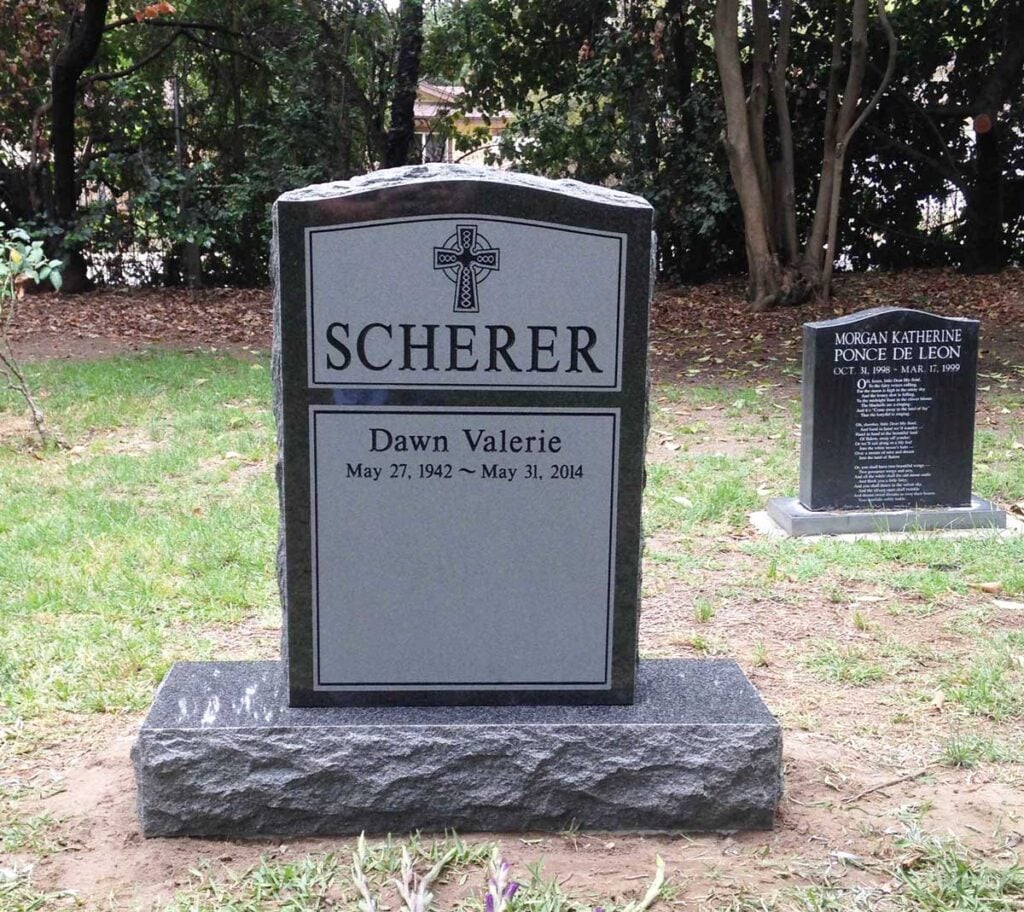 Oxford Gray granite upright monument with celtic cross, Scherer family, Oak Park Cemetery