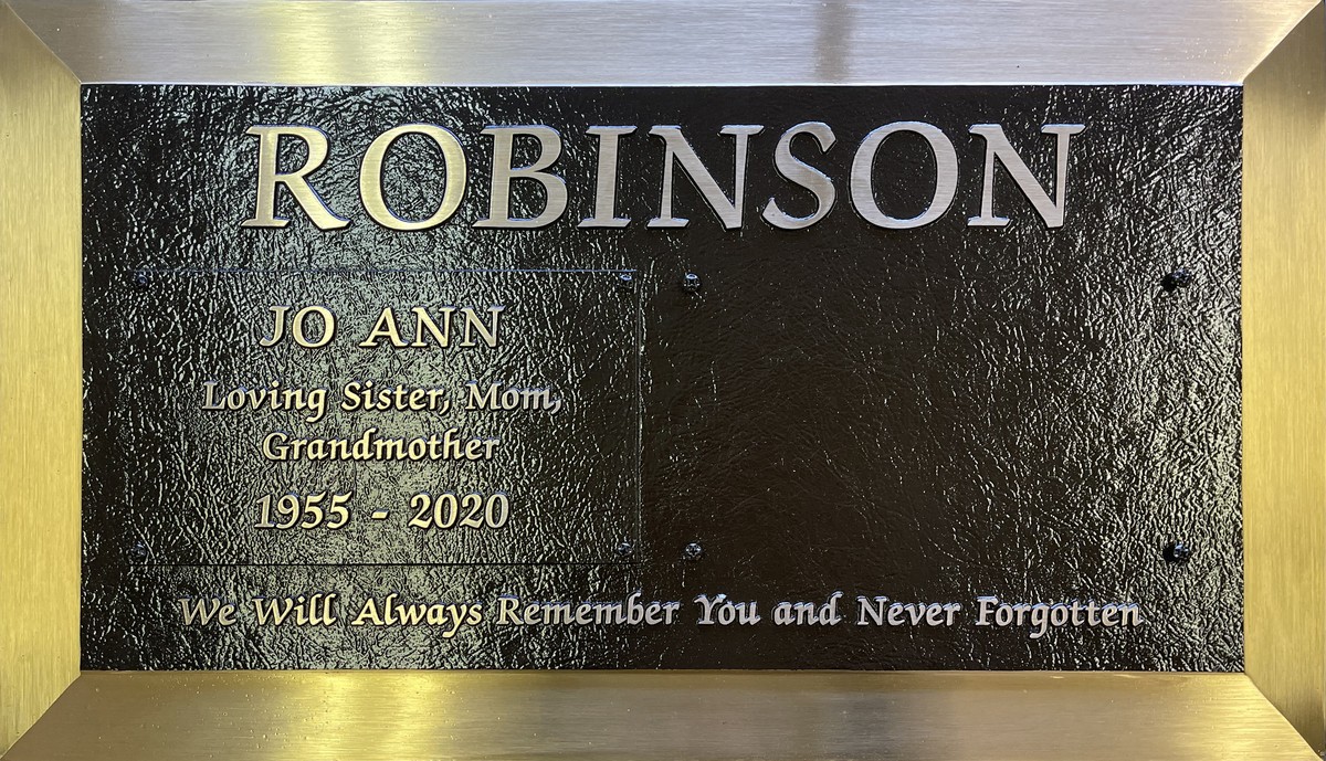 Bronze headstone with name panel, Robinson family, Forest Lawn Memorial Park